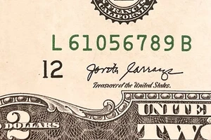 UNCIRCULATED Trailing TRUE Ascending Ladder 56789- 2017A $2 Dollar (L61056789B) - Picture 1 of 3