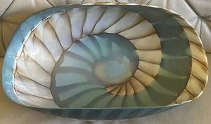 Fornace Ferro Murano Turquoise Glass Sea Shell “Large” Bowl, Made In Italy - Picture 1 of 4