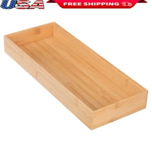 Bamboo Drawer Organizer Stackable Storage Kitchen Office Bathroom Essentials New - Picture 1 of 6