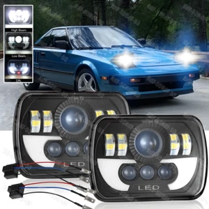 Pair 7x6'' 5x7 LED Headlights DRL For Toyota Celica 1982 -1993 MR2 Tacoma Tercel - Picture 1 of 7