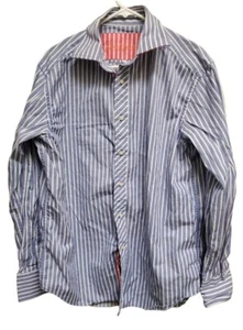 Camicia Robert Graham uomo grande viola righe polsino infradito manica lunga casual  - Foto 1 di 4