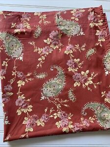 Pottery Barn Fabric Shower Curtain Red Tan Paisley Floral Cotton 70 x 72