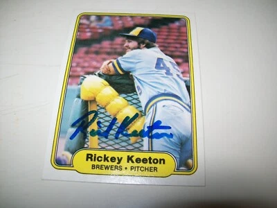 1982 FLEER RICKEY KEETON AUTOGRAPH SIGNED AUTO #146 MILWAUKEE BREWERS - Image 1 of 2