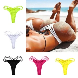 Sexy Thong Bikini Bottoms Swimsuit Women G-String Brazilian Thongs Swimwear UK - Picture 1 of 32
