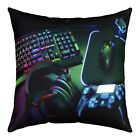Gaming Throw Pillow Cover 22x22 Headset Mouse Keyboard Gamepad Pillow Cover G...