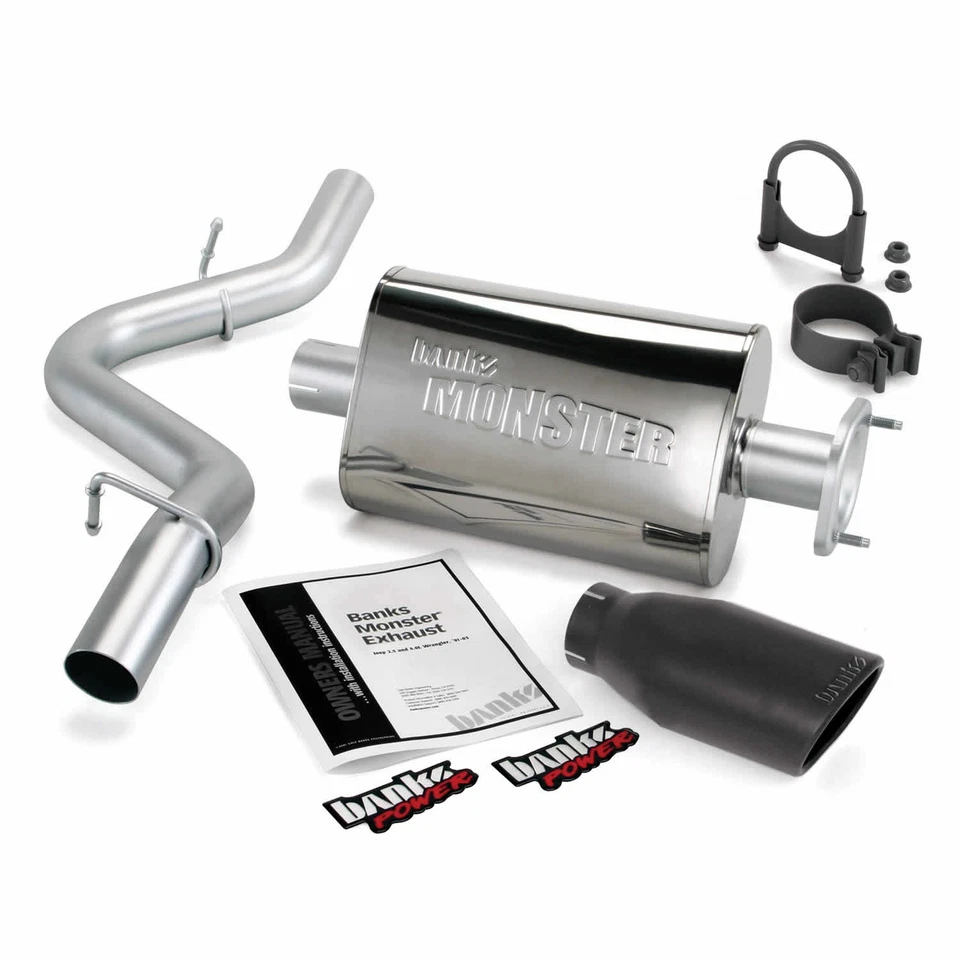 Sistema de escape Banks 51313-B Monster con punta negra para Jeep Wrangler 00-03 Foto 1 de 1