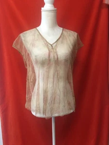 Lilith short sleeve sheer blouse faded pink floral nylon size m - Picture 1 of 6
