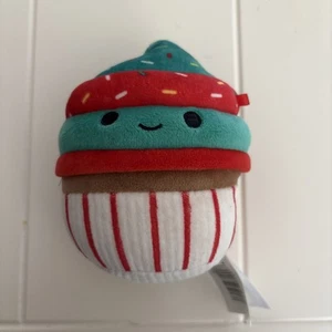 Cupcake rosso verde 4" squishmallow velluto a coste cigolante crinkle cane animale domestico giocattolo - Foto 1 di 7