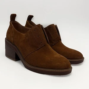 Crown Vintage Malia Oxford Cognac Brown Suede Heeled Loafers Size 7 Casual Shoes - Picture 1 of 9