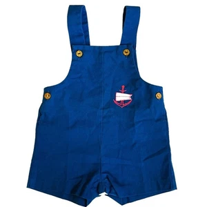 Health-Tex VTG MCM 60s Baby Boy 12 Mths Blue Anchor Embroidered Nautical Romper - Picture 1 of 8