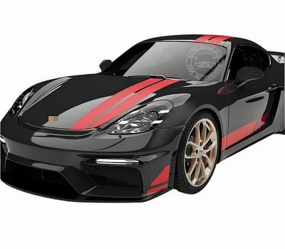 Calcomanías de vinilo laterales con gráficos de rayas de carreras para Porsche 718 Cayman GT4 Foto 1 de 4