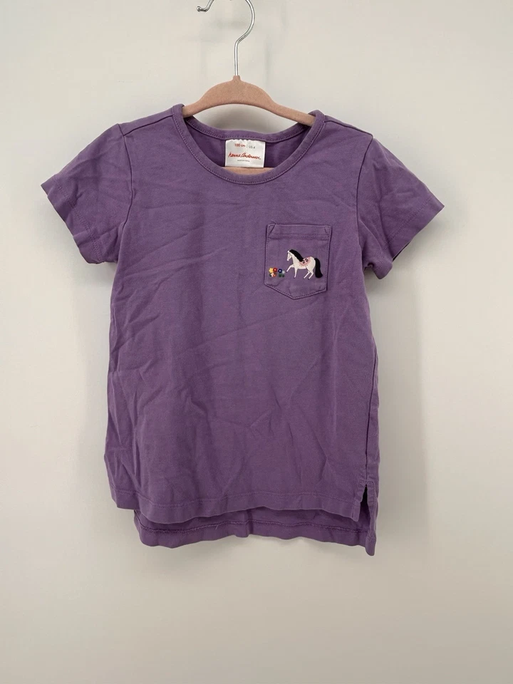 Camiseta Hanna Andersson 4T Caballo Gráfico Bolsillo Púrpura Foto 1 de 4