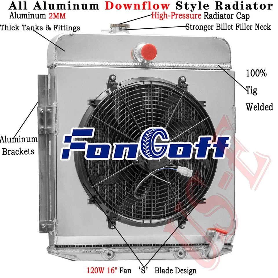 4 Row Radiator&Shroud+Fan for 1949-50 Plymouth Deluxe/Special Deluxe Pickup - Изображение 1 из 4