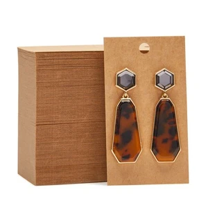 200-Pack Earring Display Cards Holder for Selling Jewelry, Kraft, 3.5x2 in - Picture 1 of 9