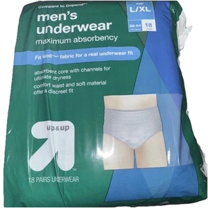 Up & Up Men’s Disposable Underwear Size L/XL Maximum Absorbency, 18 Count- NEW - Picture 1 of 3