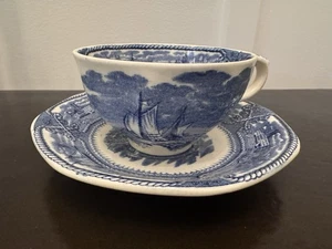 Mason’s AMERICAN MARINE Blue & White Transferware Cup & Saucer Late 1800s - Picture 1 of 10