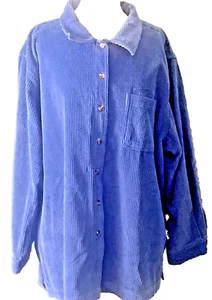 LL Bean Corduroy Wide Wale Shirt Jacket Women's 3X Blue Button Up Shacket - Picture 1 of 6