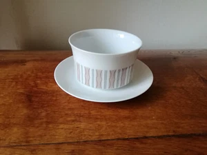 KPM Krister Porzellan Sauciere Saucen Schüssel m. Teller 60er grau rosa 11,5 cm - Bild 1 von 5