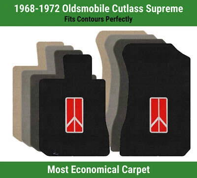 Alfombrillas delanteras Lloyd Velourtex para Cutlass Supreme 68-72 con emblema Oldsmobile rojo Foto 1 de 4