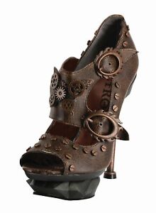 Women's Hades Sky Captain Brown Stiletto Pumps - Pin Up and Steampunk Shoes 