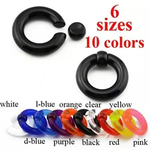 Par de anillos de acrílico para oreja, nariz, túnel, expansor, cuentas cautivas, - Foto 1 di 19