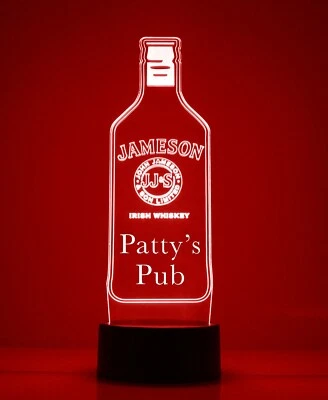 Letrero de luz LED para whisky Jameson, con control remoto, barra grabada/lámpara mancava Foto 1 de 4