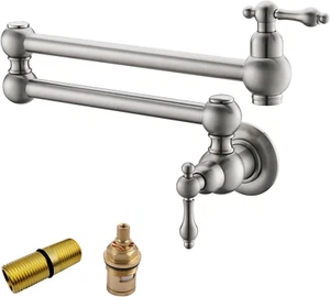 Brass Pot Filler Faucet - Wall-Mounted Swing Spout for Instant Kitchen Bliss! - Picture 1 of 9
