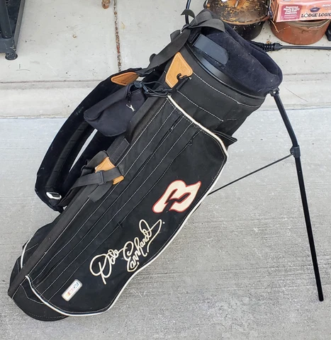 Dale Earnhardt PING Golf Bag VTG RARE Foldable Legs Zipper Nascar Leather Accent Cover