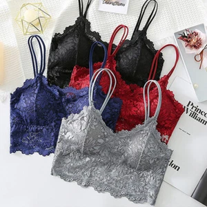 Women Sexy Hollow Out Bra Wireless Lingerie Lace Vest Tops Bralette Underwear / - Picture 1 of 20