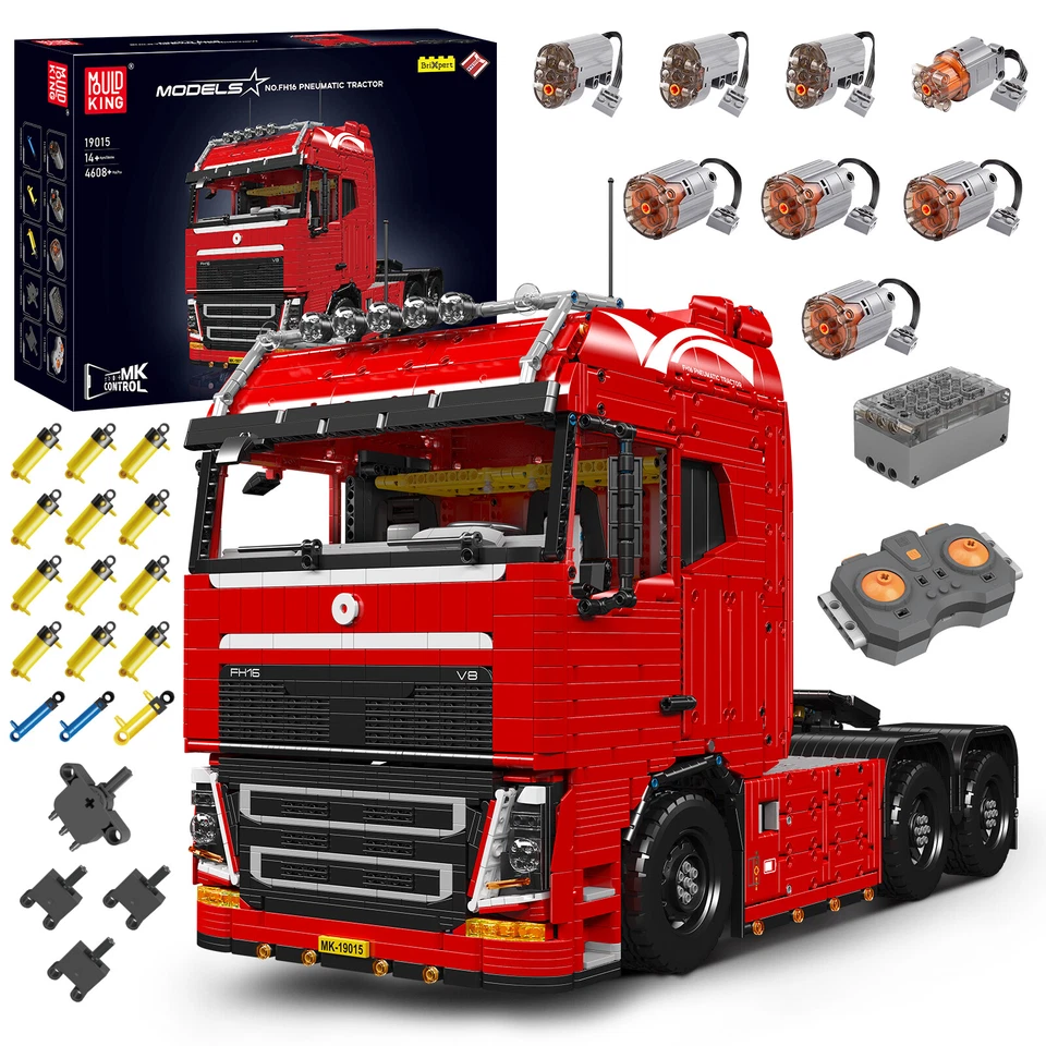 Mould King 19015 Tow Truck Tractor Trailer Remote Control Building Block Toy Set - Image 1 of 4