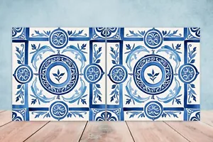 Azulejos de pared de cerámica griega - Juego de 2 azulejos de arte de cerámica para salpicadero de cocina para baño - Imagen 1 de 3