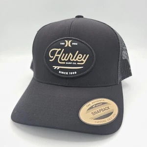 Hurley Hat Black Surf Board Beach Khaki Logo Baseball Snapback Cap Mesh Trucker - Picture 1 of 7