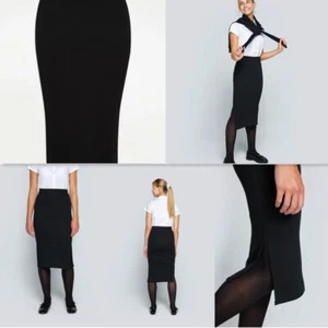 Senior Girls Black Long Line Tube Skirt School Uniform Elasticated Waist Jersey - Picture 1 of 5
