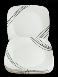 Corelle SIMPLE SKETCH * Set of 7 * Dinner Plates 10 1/2" Black Lines V. NICE - Picture 1 of 4