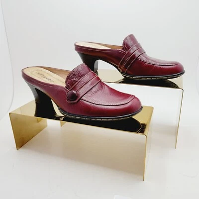 SOFTSPOTS Oxblood Red Leather Women's Slides Mules Heels Sz 5.5M - Image 1 of 4