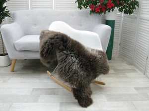 SHEEPSKIN RUG BRITISH HERDWICK REAL SOFT DENSE FUR SKIN NATURAL CHAIR COVER J373 - Picture 1 of 11
