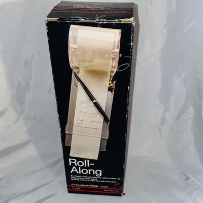 VTG 1982 Roll-Along Clear Plastic Memo Holder w/ Attached Pen Wall or Desk New - Image 1 of 4