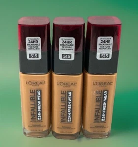 L'Oreal Infallible 24Hr Fresh Wear Foundation 515 Copper 1oz Ea New ~ 3 Pcs - Picture 1 of 1