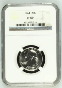 1964 Washington Quarter NGC PF69 -90% Silver - Picture 1 of 3
