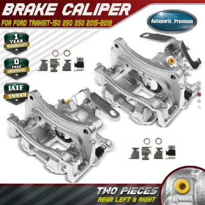 Pair Rear Brake Calipers Set with Bracket for Ford Transit-150 250 350 2015-2019 - Image 1 of 4