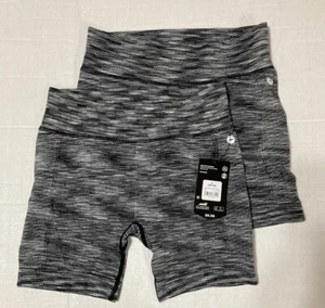 New With Tags Avia Seamless Biker Shorts Girls Size Large Black White Gray - Picture 1 of 4