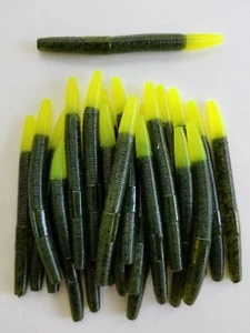 60 pk 4" Senko Style - WATERMELON CHARTREUSE TIP - Soft Plastic Worms - BASS-USA - Picture 1 of 2