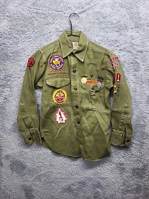 Vintage 50s 60s Sanforized Boy Scouts of America Shirt And Pants  Olive Patches  - Image 1 of 4