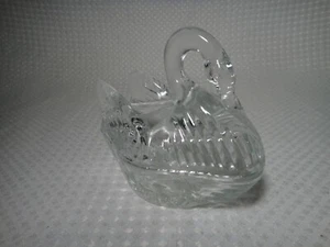 Glass Crystal Swan Dish Bowl Candy Trinket Container w/ Lid - Picture 1 of 8