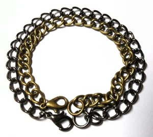 PULSERA CON DIJE DE CADENA BORDILLO BROCHE DE LANGOSTA METAL ARMADO o ANTIGUO CHAPADO EN ORO 7.5" - Imagen 1 de 3