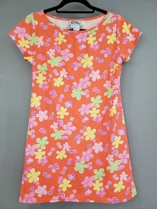 Lily Pulitzer T-Shirt Dress Girls Medium Floral Daisy Orange Vintage Youth - Picture 1 of 5