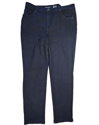 Pantalones de mezclilla para mujer New Style & Co Plus 14W enjuague oscuro pierna recta negros adelgazantes nuevos con etiquetas Foto 1 de 4