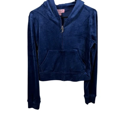 Juicy Couture женщин бархата костюм комплект M темно-синий куртка с капюшоном брюки новый с Ярлыками - Изображение 1 из 4