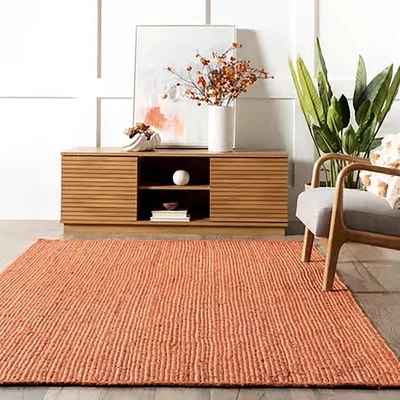 Handwoven jute braided area rug natural eco-friendly carpet for living room rugs - Image 1 of 4