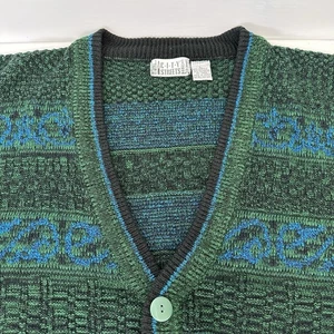 Cárdigan de Colección City Streets Para Hombres Mezcla Acrílica Azul Verde Tejido Cosby Core L LEER - Imagen 1 de 10